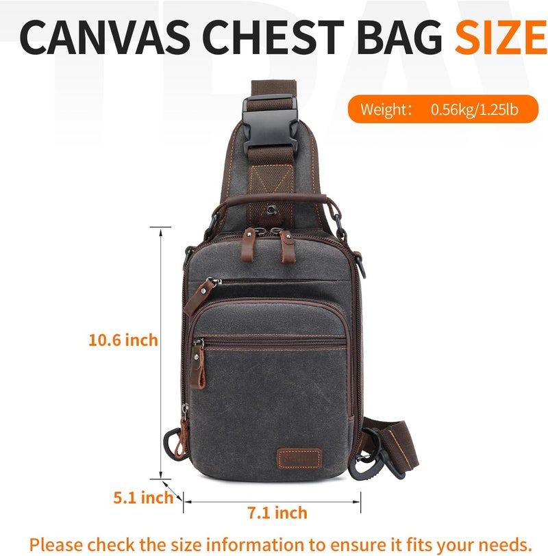 NerIion Nerlion Sling Bag for Men Waxed Canvas Crossbody Bag Chest Bag Water Resistant Shoulder Bag Casual Daypack - Image 3